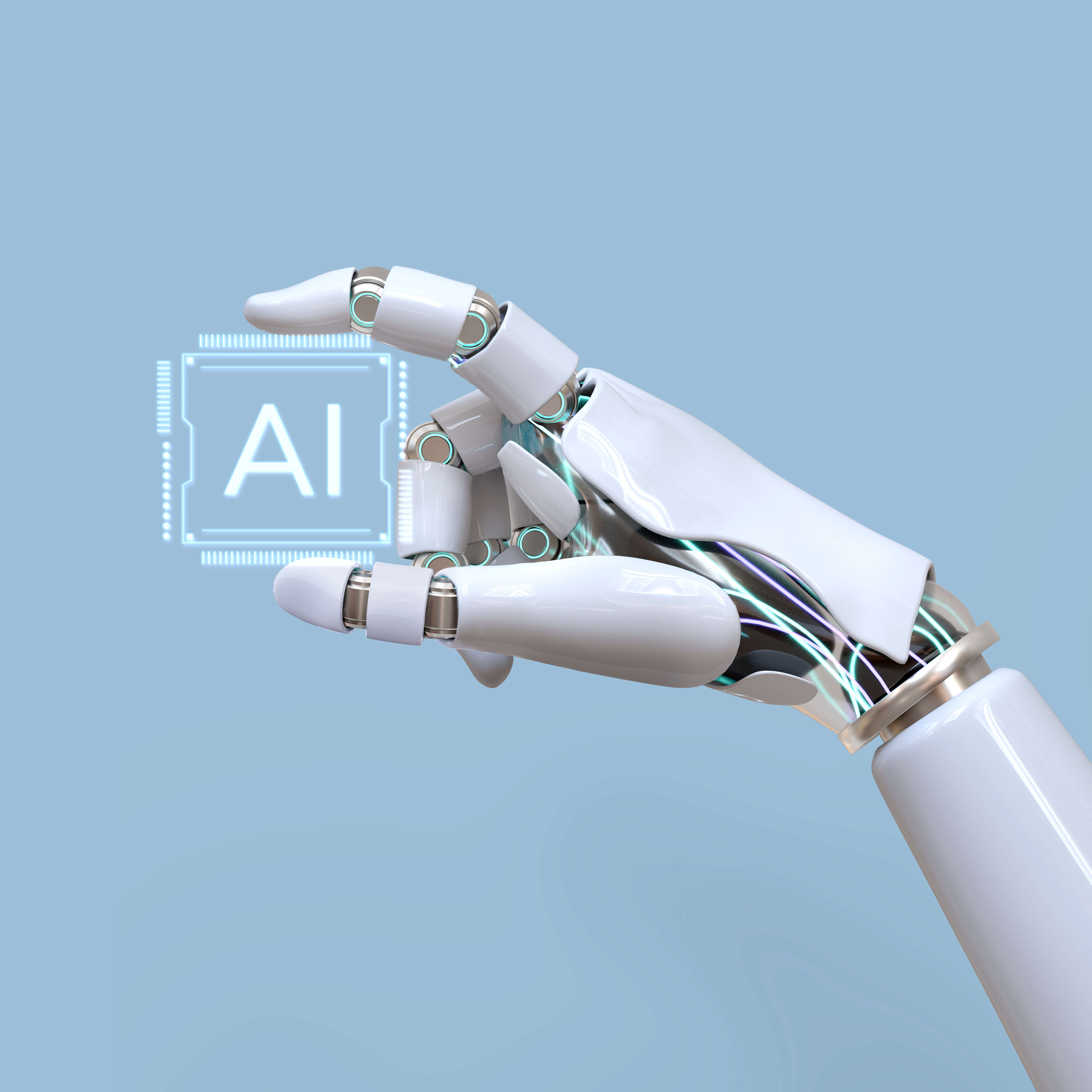 AI chip held by robotic hand symbolizing safe AI for MBA applications