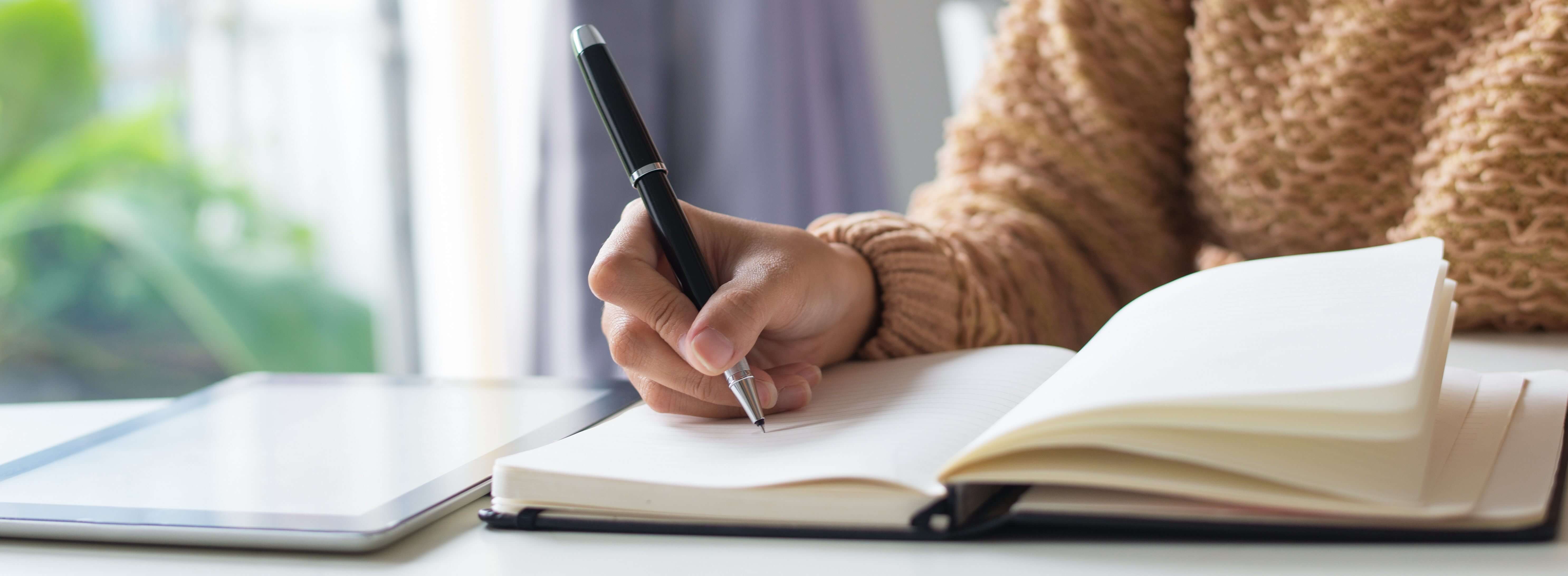 Person writing essay