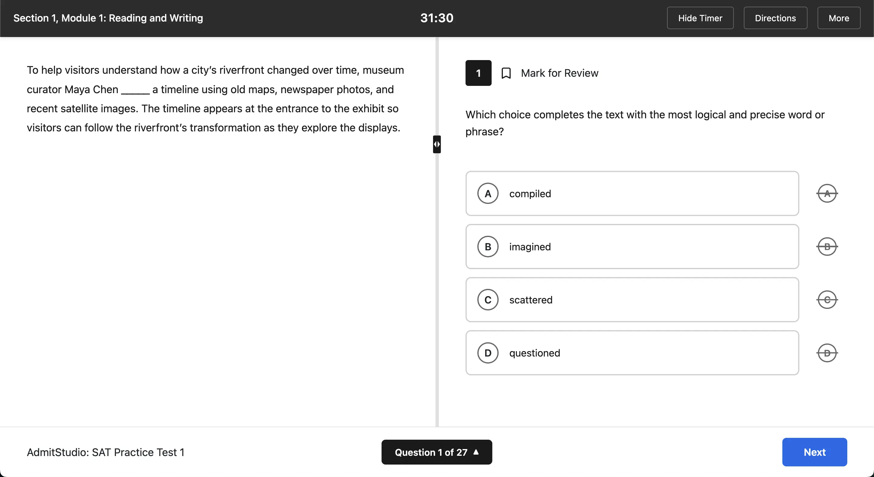 Screenshot of AdmitStudio AI essay support demo for Stanford MBA application